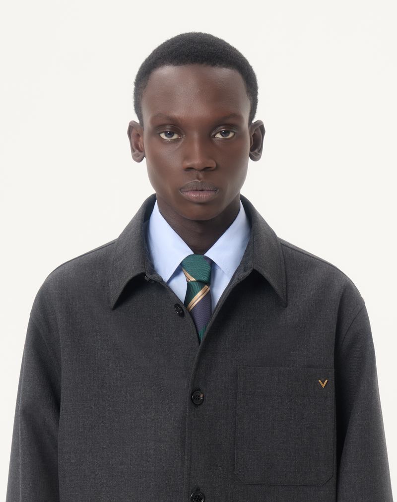 Valentino Nylon Gabardin Skjortejakke med Vgold