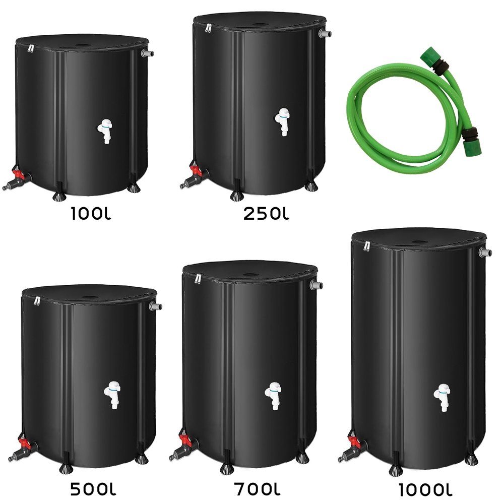 Melko Regentonne Regenwassertank faltbar Regenfass Wassertank Regenwassertonne mit Hahn, 100 l, (Stück, 1-tlg., Stück), inkl. 2 Meter Wasserschlauch mit Anschluss
