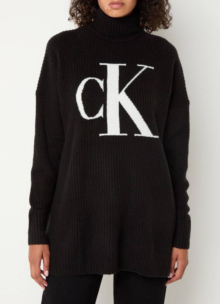 Πουλόβερ Calvin Klein με φαρδιά ύφανση και κεντημένο λογότυπο