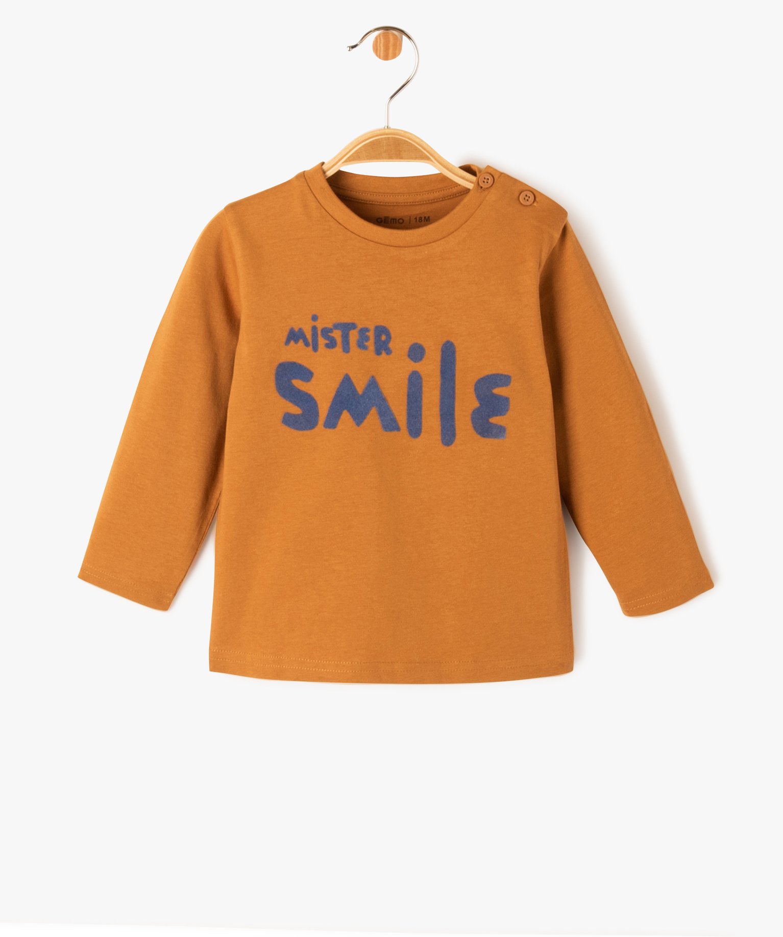 Tee-shirt imprimé à manches longues en coton bébé Garçon marron | GEMO