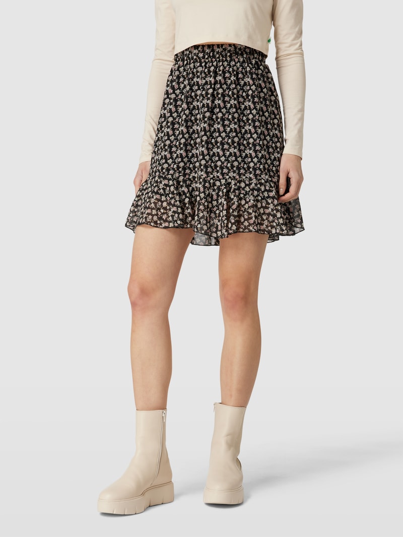 Minirock mit floralem Muster Modell 'MILA' in schwarz