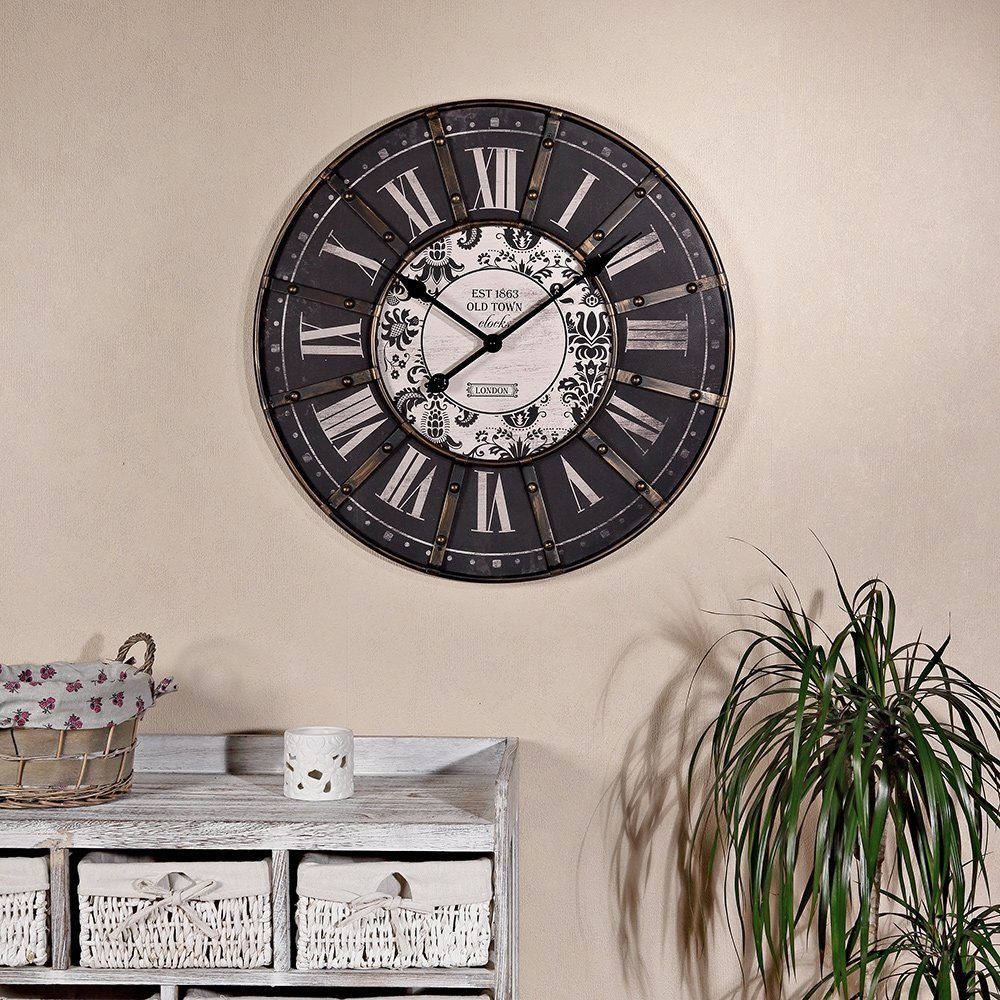 Melko Wanduhr Dekouhr Wanduhr Holzuhr Modern Schwarz Antik Design (Lange, filigrane Zeiger)
