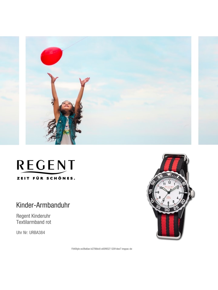 Regent Analog-Armbanduhr Regent Kinderuhren rot, schwarz mittel (ca. 35mm) günstig kaufen onesize