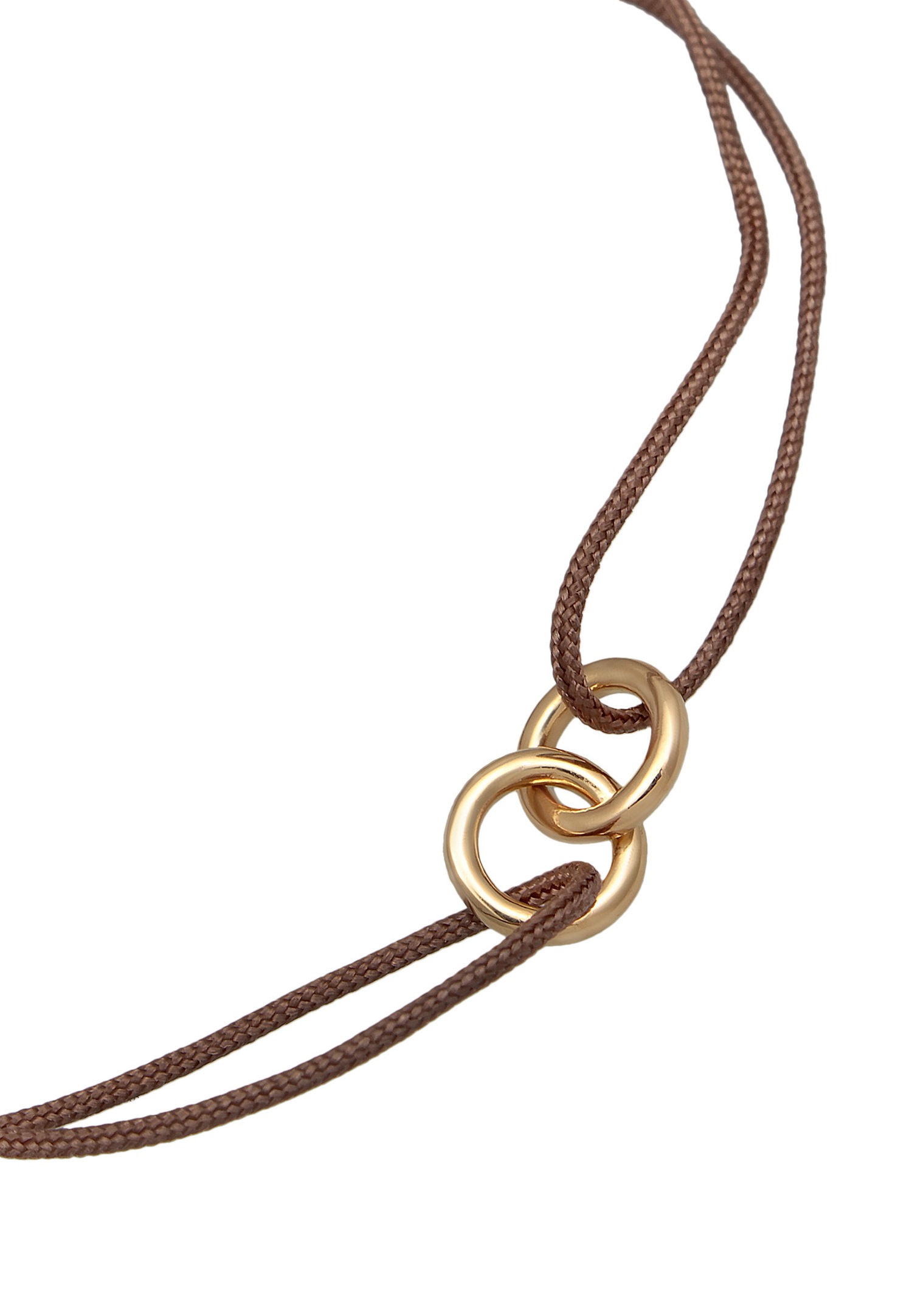 Elli Women's minimalist geo circle with brown nylon in 925 sterling silver gold plated