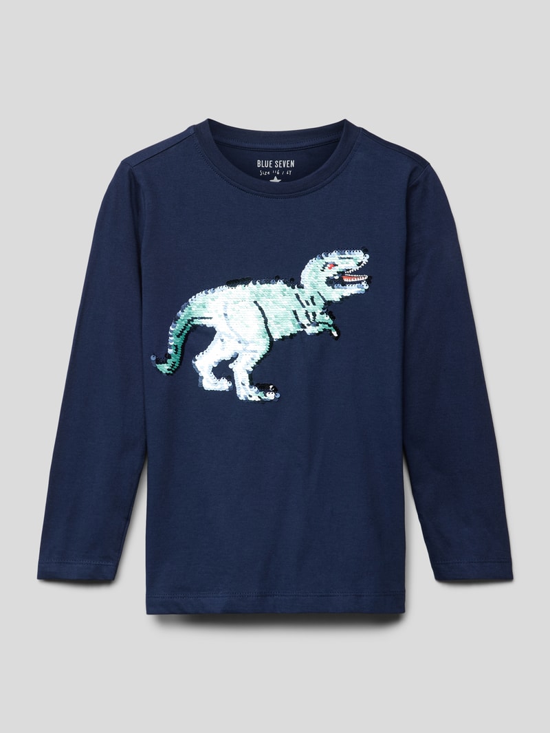 Longsleeve mit Motiv-Print in blau