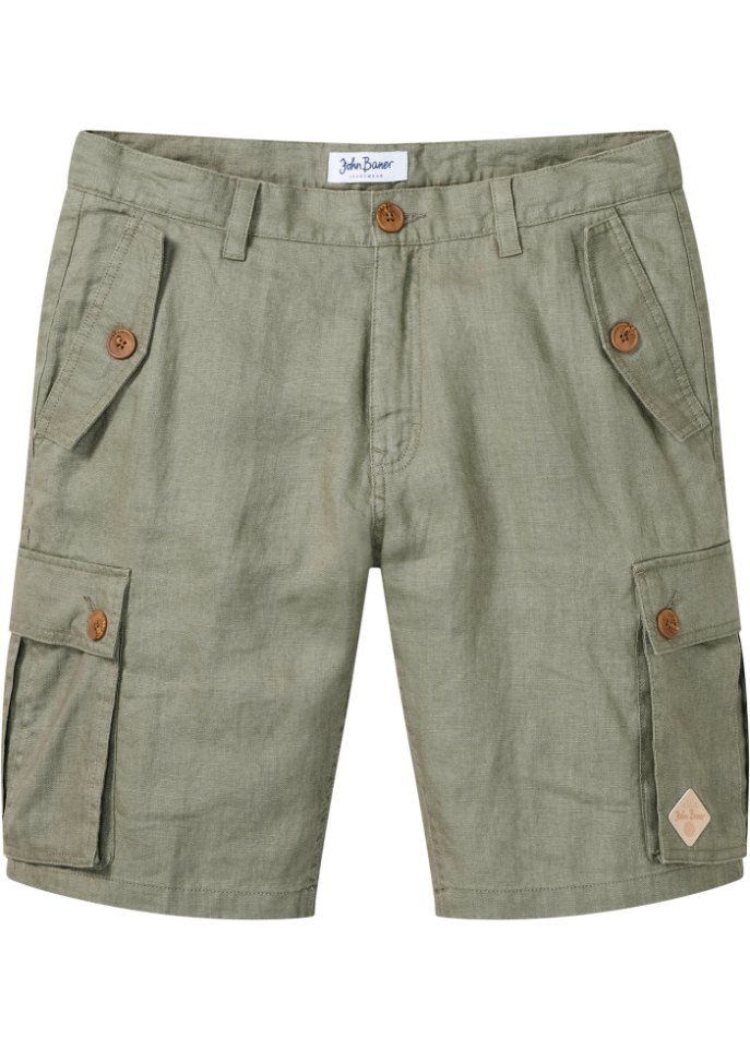 Cargo-Bermuda aus Leinen, Loose Fit