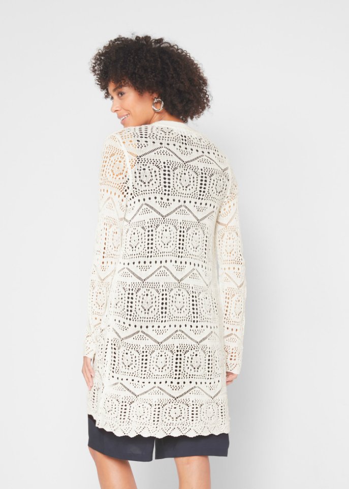 Ajour-Longstrickjacke
