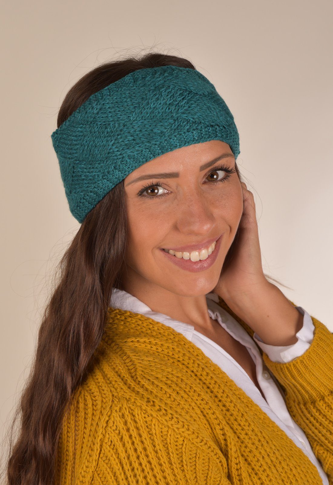 styleBREAKER Stirnband (1-St) Strick Stirnband mit Rauten Muster