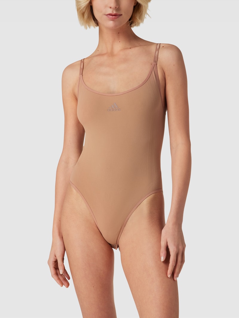 Body mit Label-Print in hellbraun