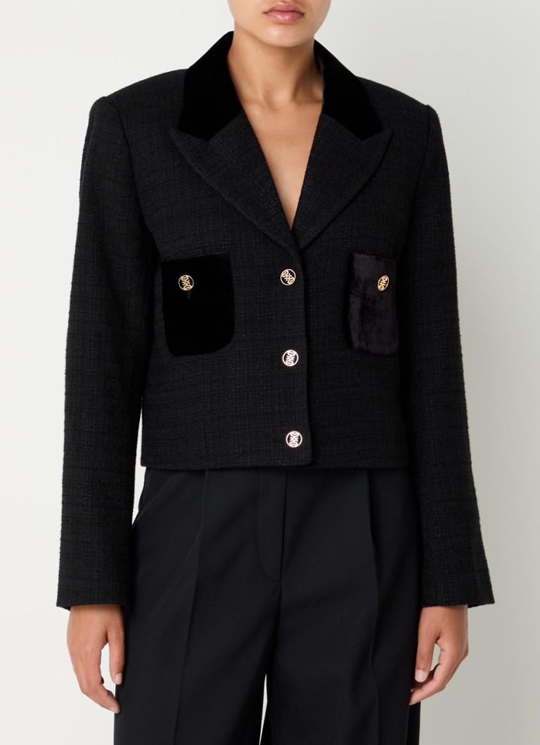 Giacca Sandro effetto tweed con dettagli in velluto