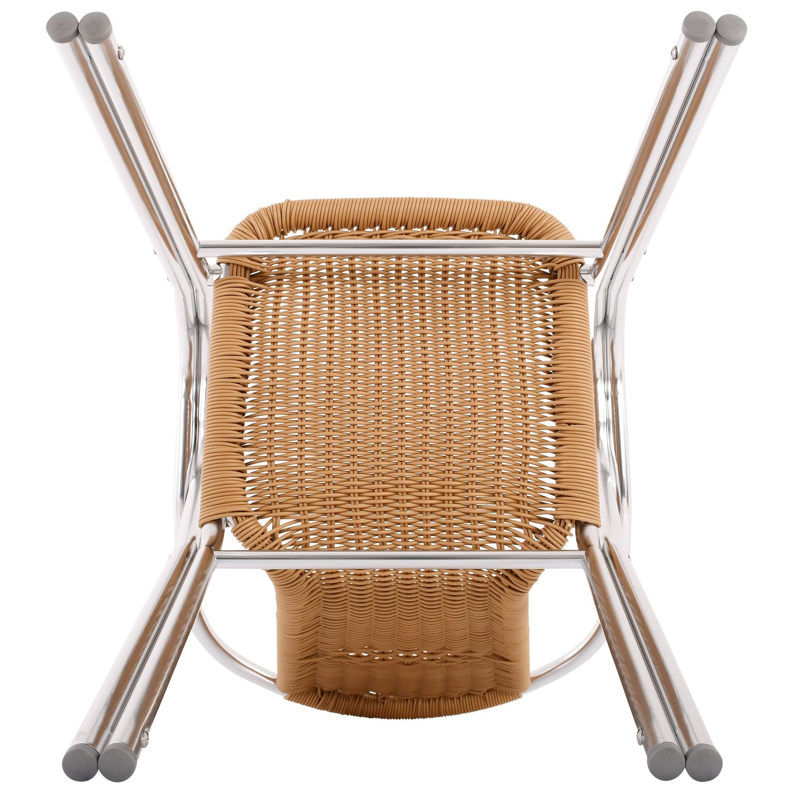 Raburg Bistrostuhl VITA in NATUR-BEIGE, Polyrattan, Alu in SILBER, verschiedene Sets (Set), hochwertiges Doppelrohr-Aluminium-Gestell, stapelbar, bis 150 kg