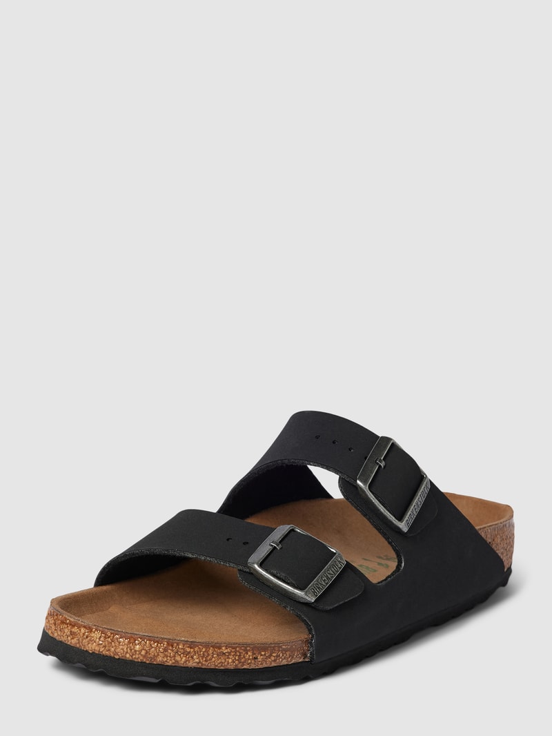 Sandalen mit Dornschließen in metallic Modell 'ARIZONA' in schwarz