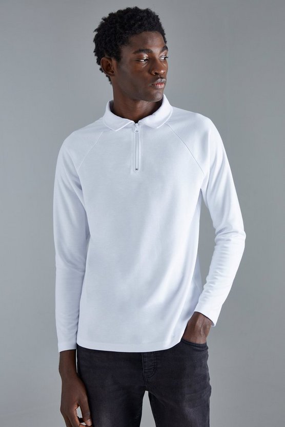 Langärmliges Slim-Fit Raglan Poloshirt