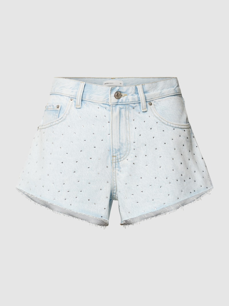 Jeansshorts mit Ziersteinbesatz in jeans