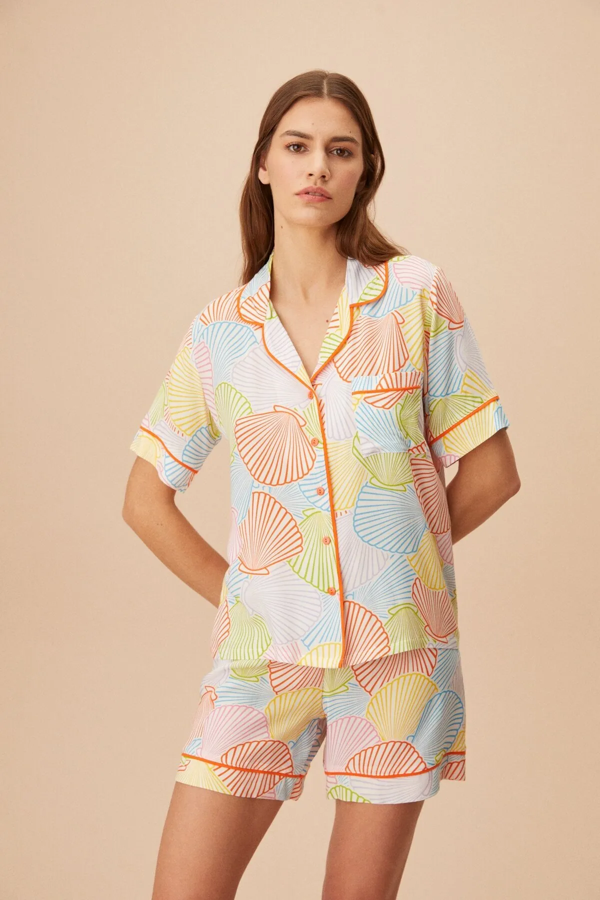 SUWEN  Maskulines Shorts-Set in Muschelform