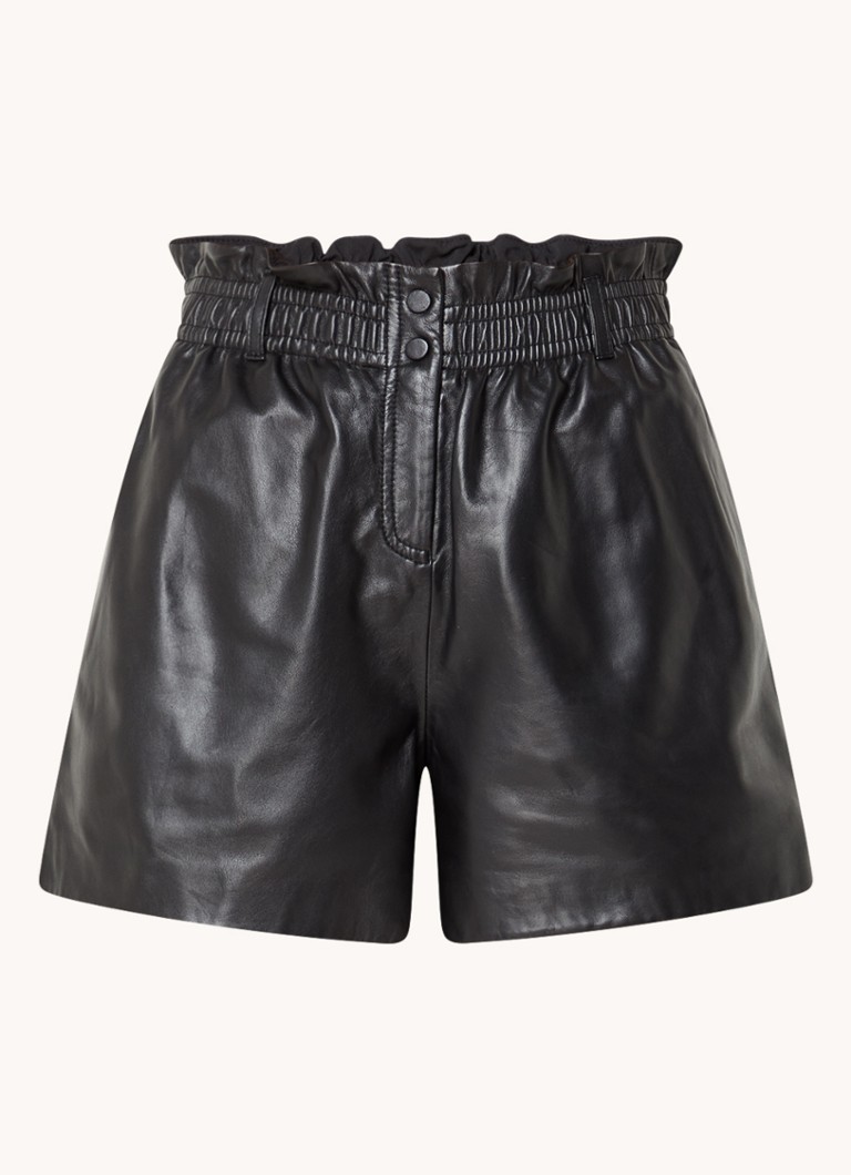 ba&sh Aglae high waist wide fit lambskin shorts with side pockets