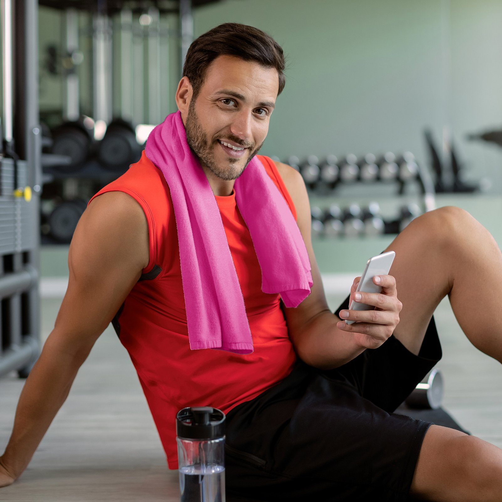 CALIYO Sporthandtuch 2-Tlg Mikrofaser Handtuch Set Handtücher für Sauna, Sporthandtuch, Schnelle Trocknung wenn aufgehängt mit Band