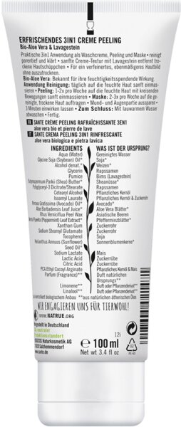 Sante Erfrischendes 3in1 Creme Peeling Bio-Aloe Vera & Lavagestein Gesichtspeeling