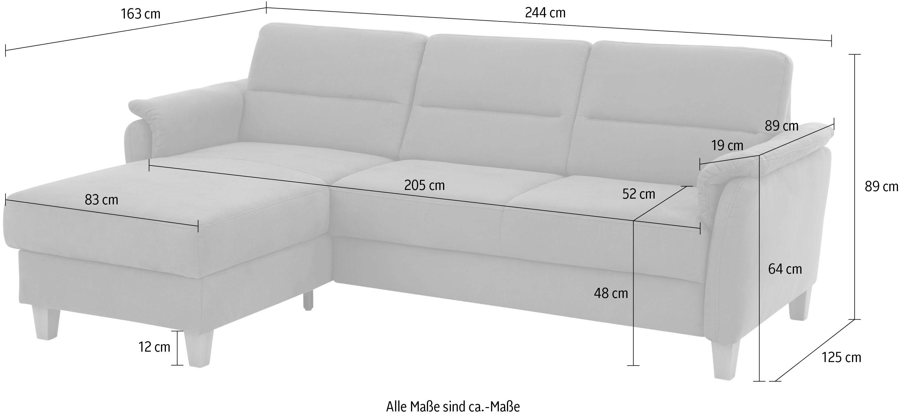 Home affaire Ecksofa Palmera, Federkern, wahlweise mit Bettfunktion und mit/ohne Bettkasten