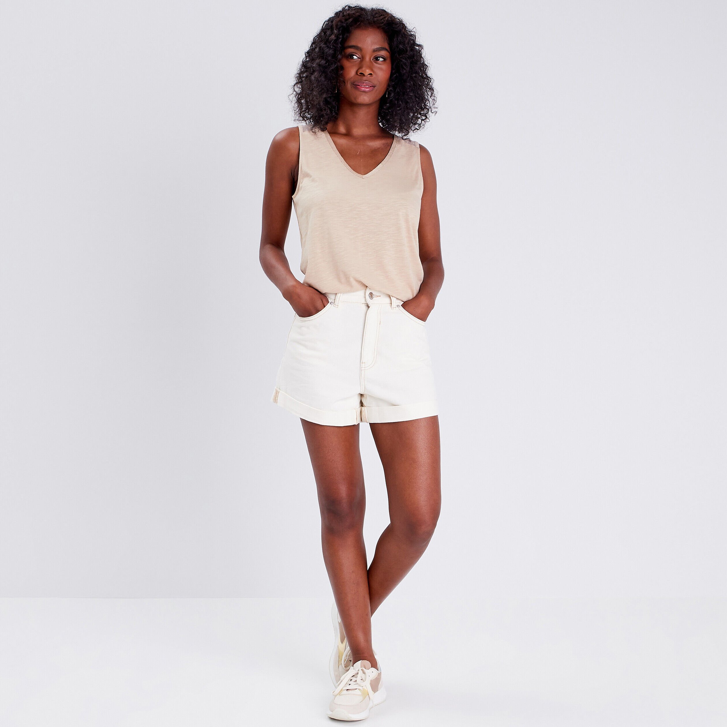 Débardeur bretelles larges sable femme | Cache Cache