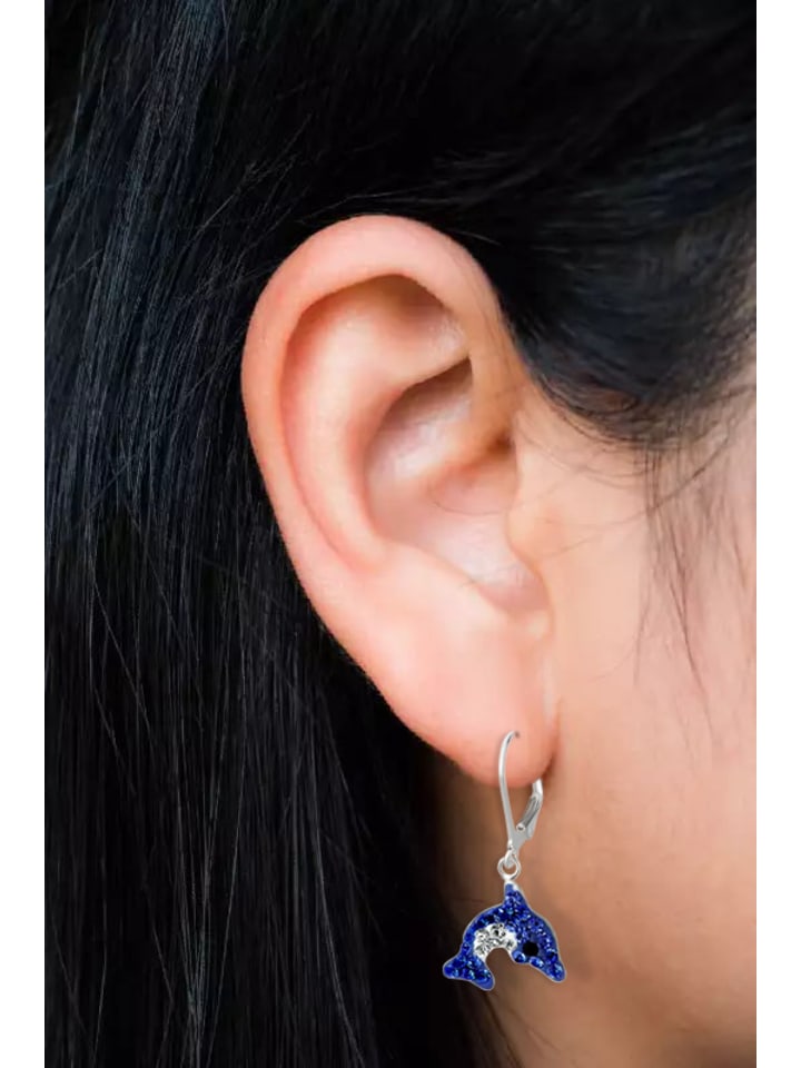 schmuck23 Ohrringe 925 Silber Delfin in Blau günstig kaufen onesize