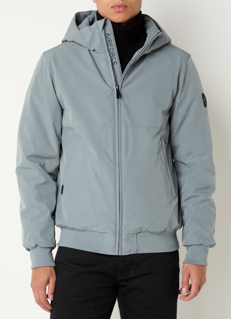 Airforce podstavljena softshell bomber jakna s džepovima na patentni zatvarač