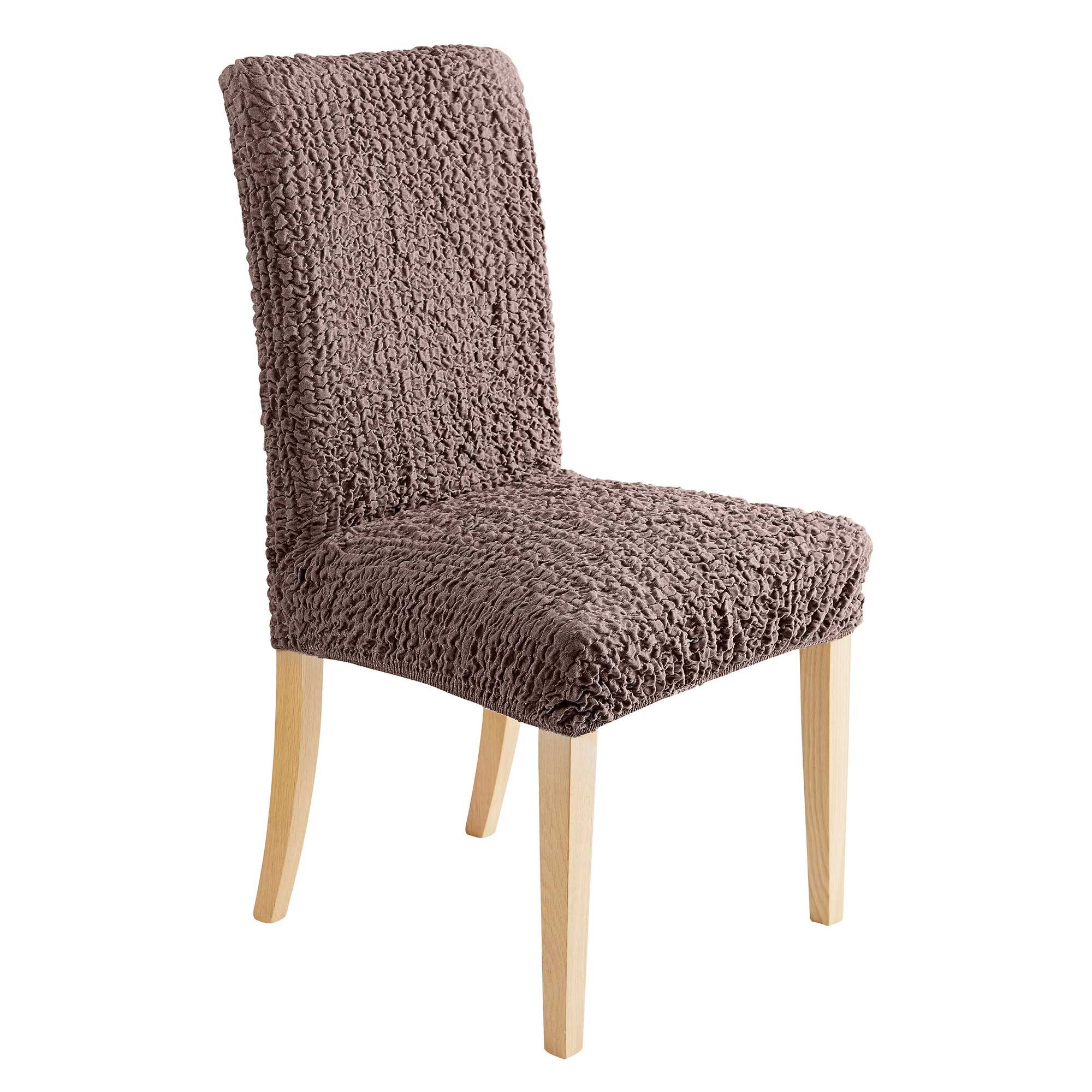 Housse chaise unie gaufrée bi-extensible