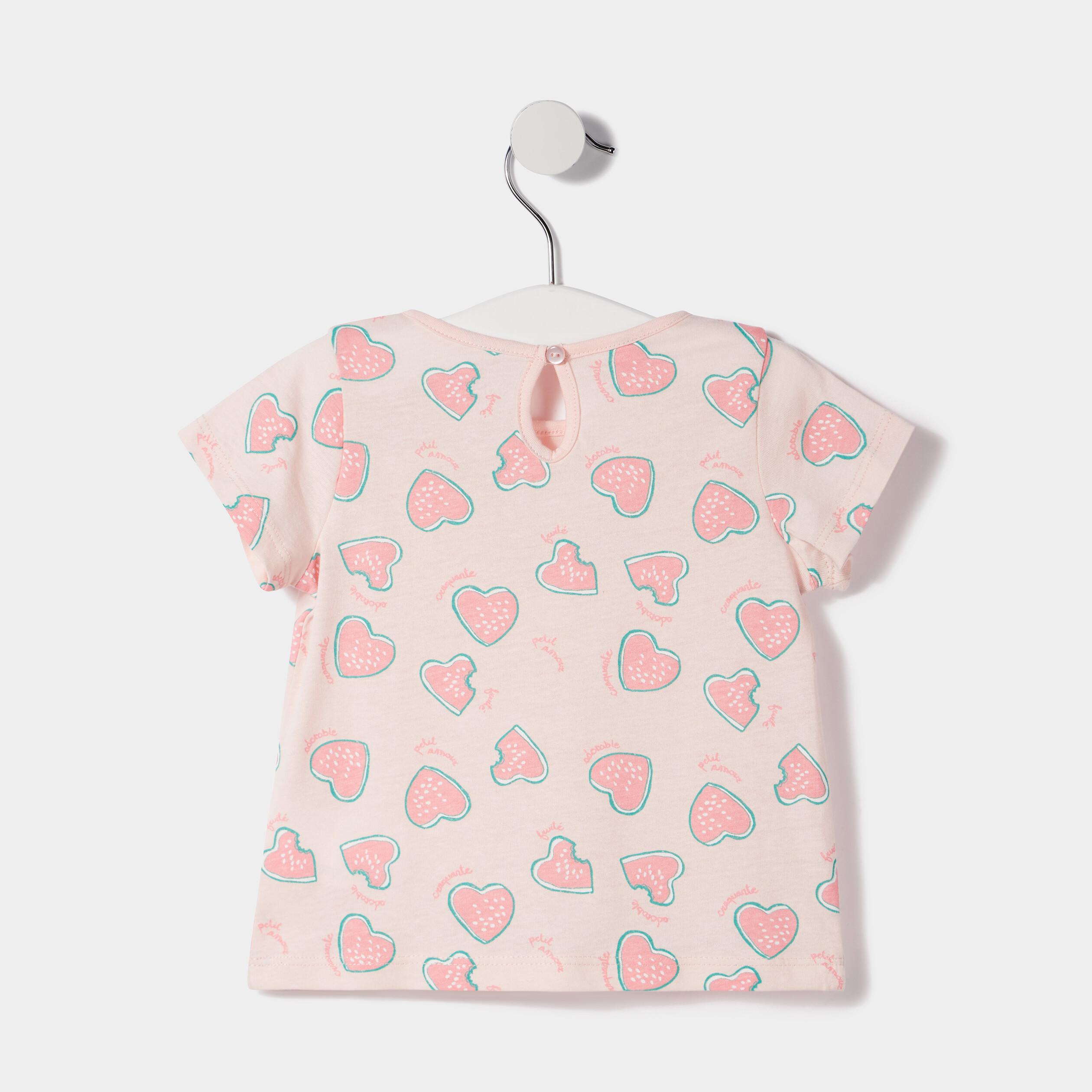 T-shirt manches courtes rose clair bébé fille | La Halle
