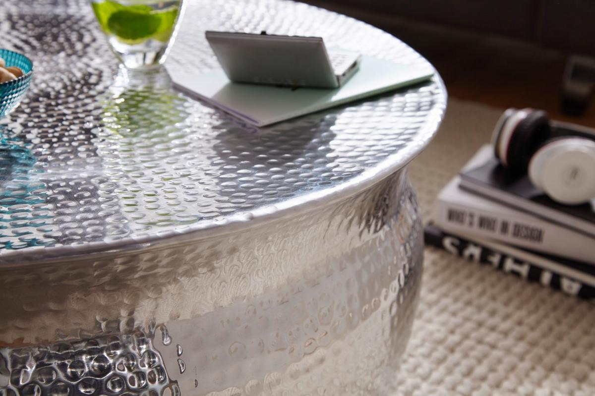 Wohnling Couchtisch KARAM 75x31x75cm Aluminium Silber