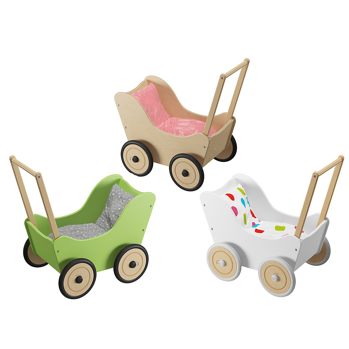 Puppenwagen als Lauflernhilfe in verschiedenen Farben