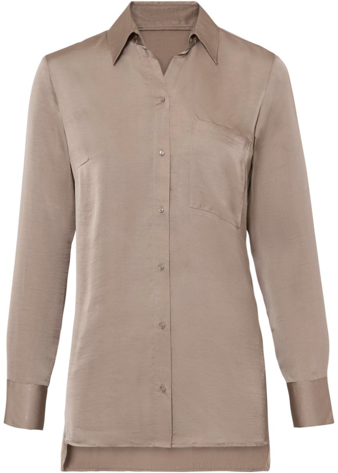 Satin-Longbluse mit recyceltem Polyester