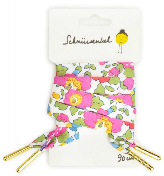 French Freluch ~ Baumwoll Schnürsenkel ~ Pink Flowers