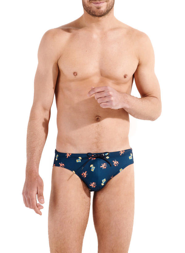 HOM, Badeslip, Mikrofaser, navy gemustert