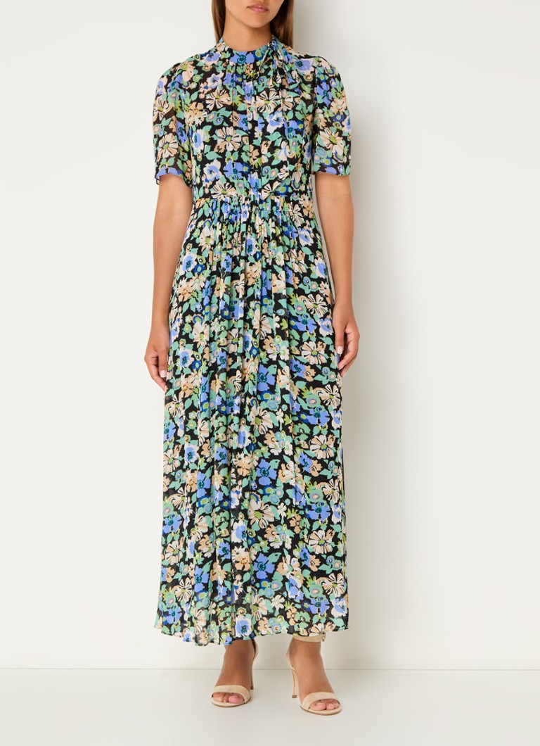 Vestido midi Thelma de LKBennett, con estampado floral y cuello con lazo.