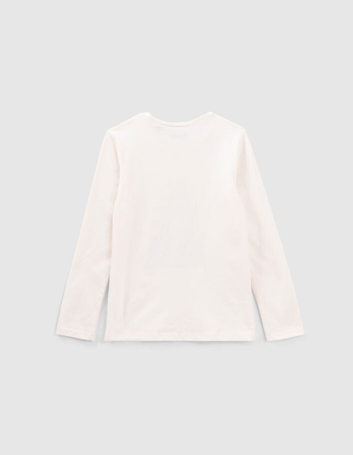 T-shirt écru visuel léopard fond tag pailleté fille