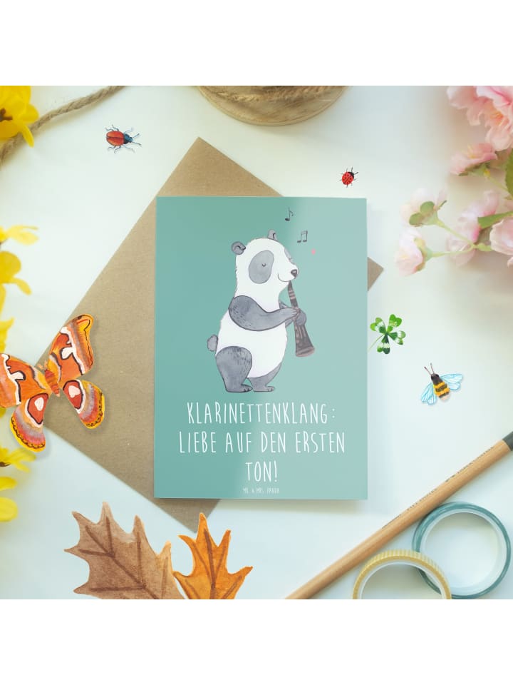 Mr. & Mrs. Panda Grußkarte Klarinette Liebe  mit Spruch in Meeresbrise günstig kaufen onesize
