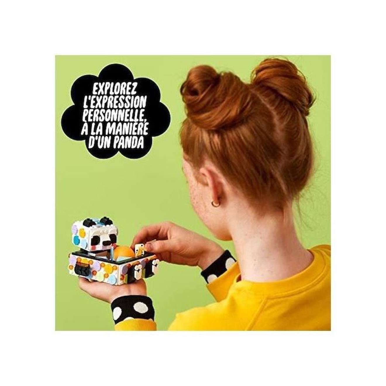 LEGO® 41959 DOTS Le Vide-poche Panda, Jouet avec Boîte de Rangement et Décoration pour Chambre ou Bureau d'Enfants dès 6 ans vert