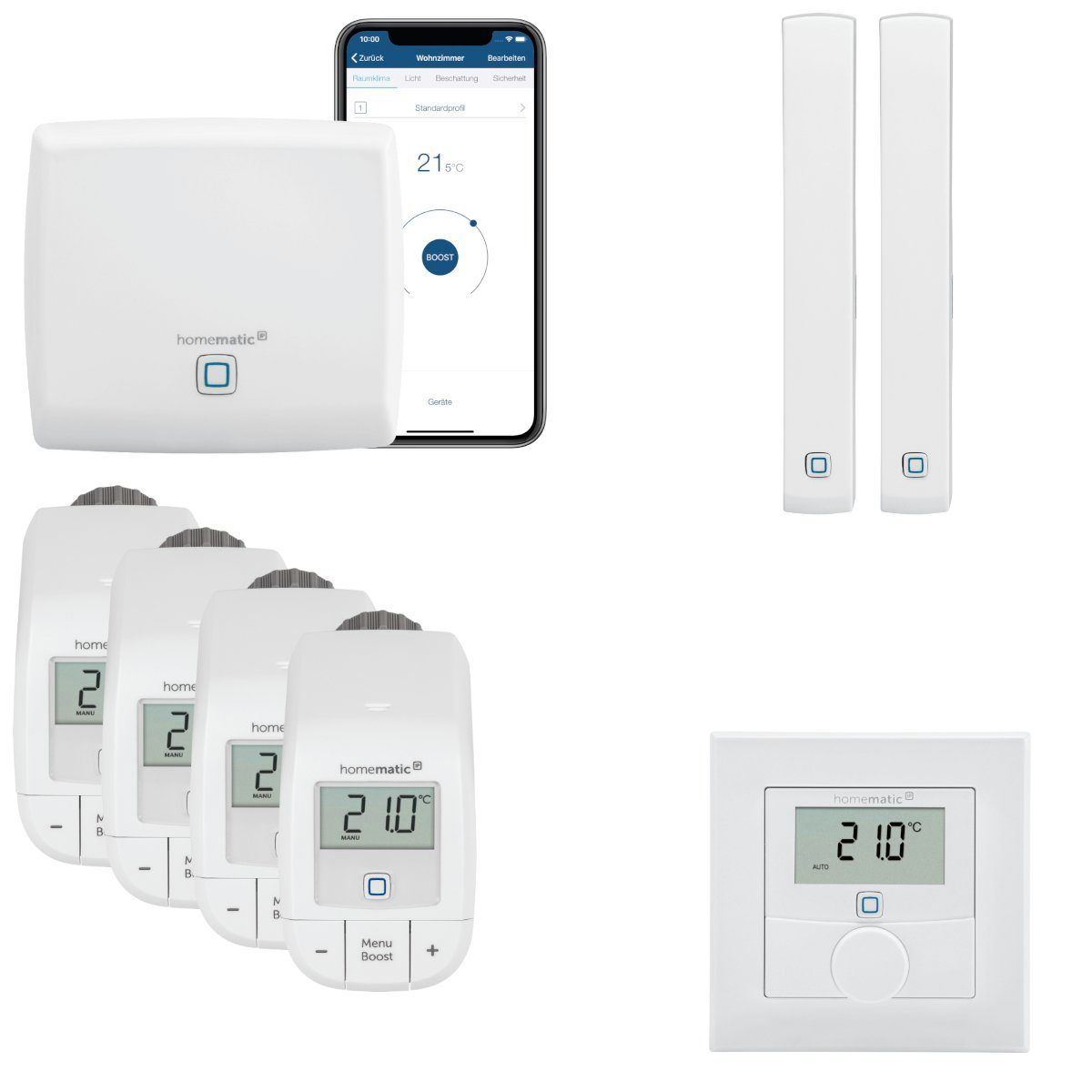 Homematic IP Heizungssteuerung Basic mit Wandthermostat. Smart-Home Starter-Set