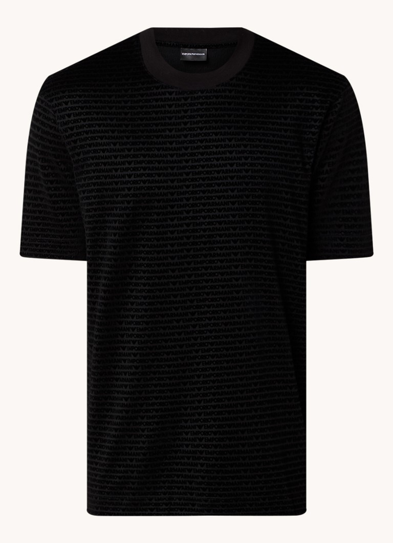 Tricou Emporio Armani din amestec de lyocell cu logo imprimat