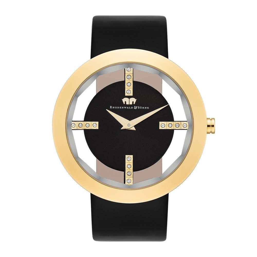 Rhodenwald & Söhne Montre à quartz Lucrezia en Cuir véritable en Noir Montre