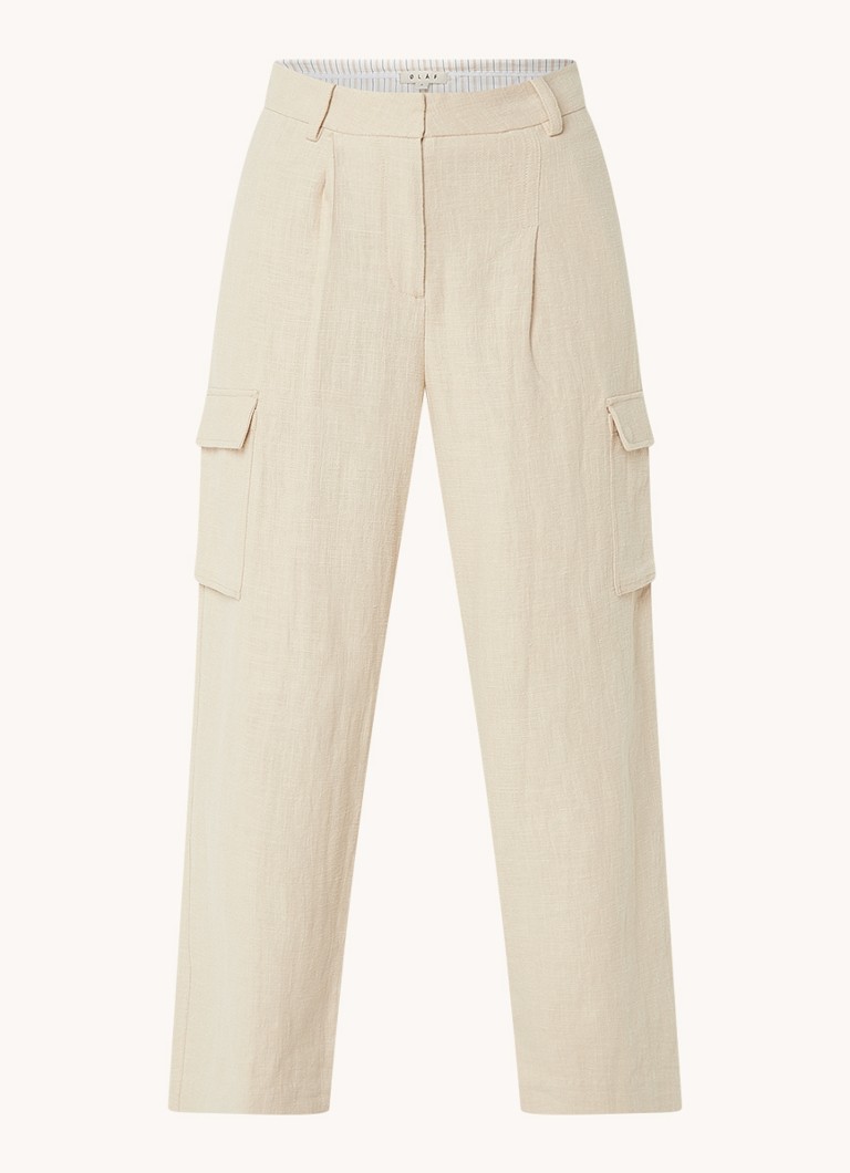 OLAF Mid waist loose fit cargo pants in linen blend