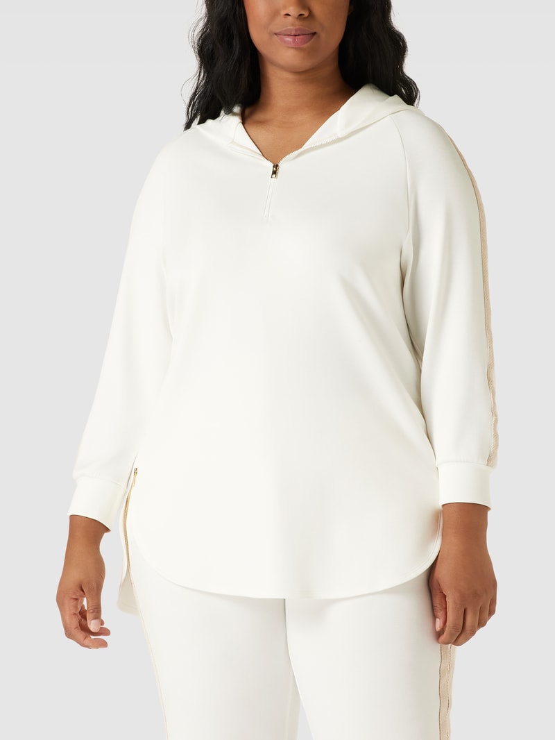 PLUS SIZE Hoodie mit kurzem Reißverschluss Modell 'OLFATTO' in offwhite
