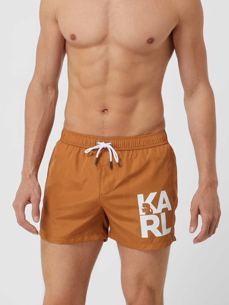 Badehose mit Logo in camel
