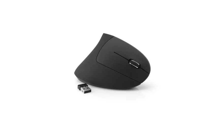 Müller ergonomische 5-Tasten Funk-Maus mit optischem Sensor für Rechtshänder, schwarz