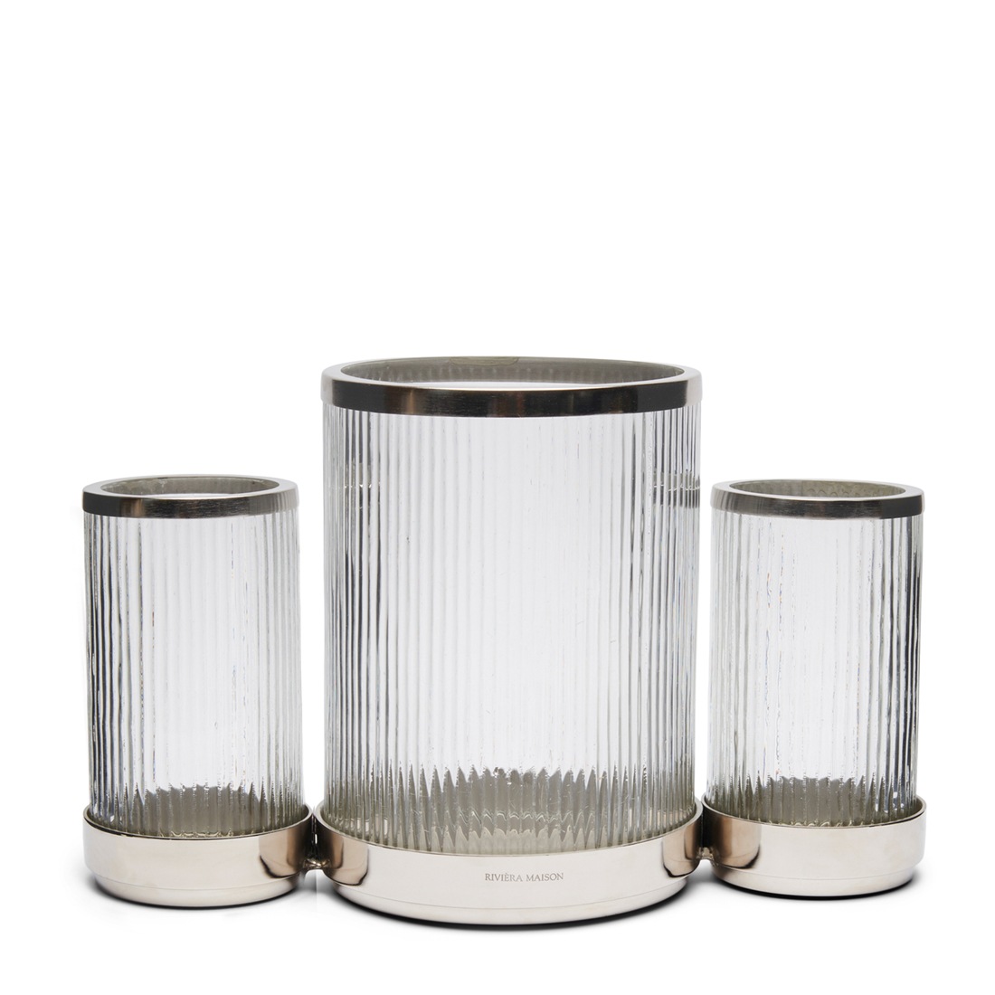 Panthonia Windlichtglas mit Riffelung. Kerzenhalter für stumpfe Kerzen