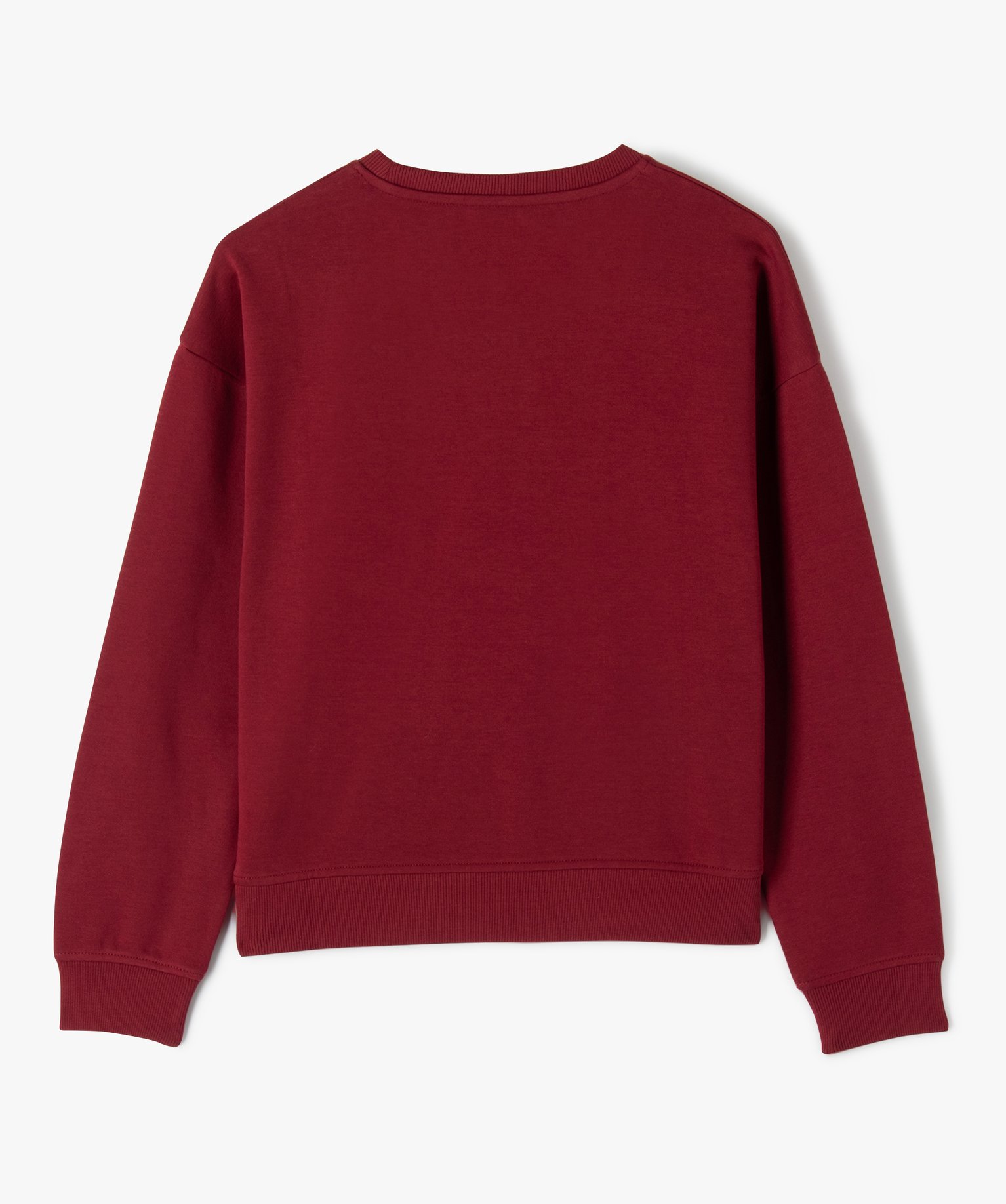 Sweat molletonné avec inscription brodée fille rouge fonce | GEMO