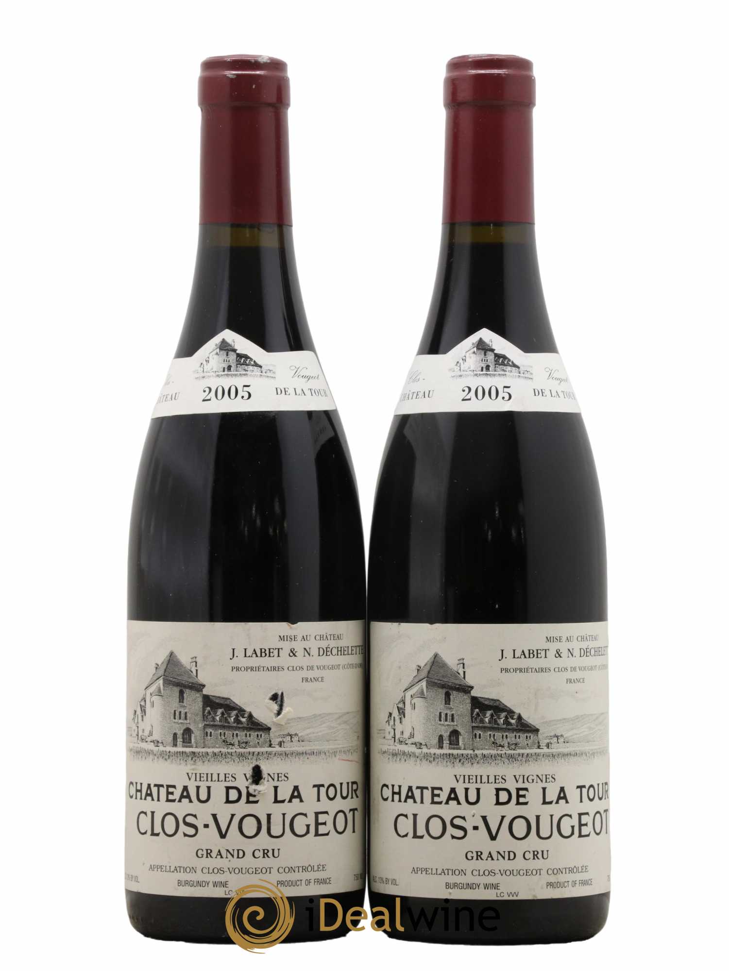 Clos de Vougeot Grand Cru Vieilles Vignes Château de La Tour  2005 - Lot de 2 Bouteilles