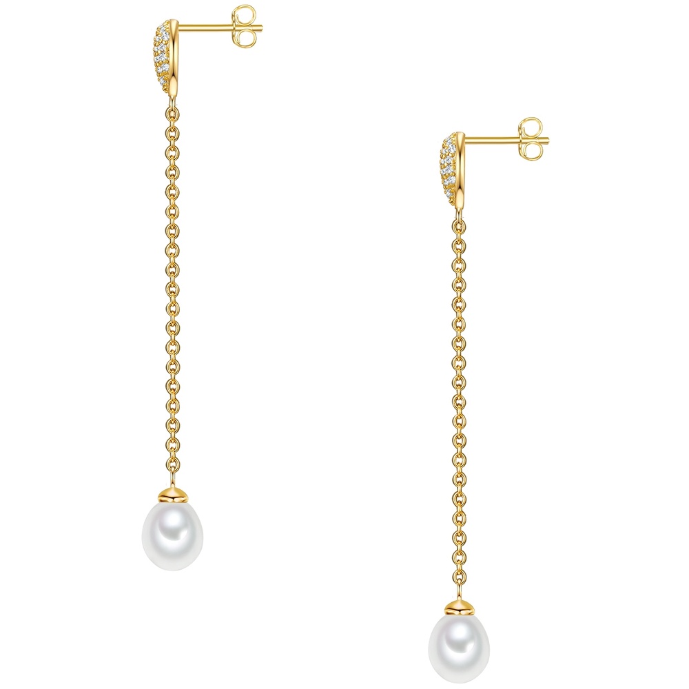 Valero Pearls Boucles doreilles Argent sterling Oxyde de zirconium (CZ) Perle de culture d'eau  Boucles d'oreilles