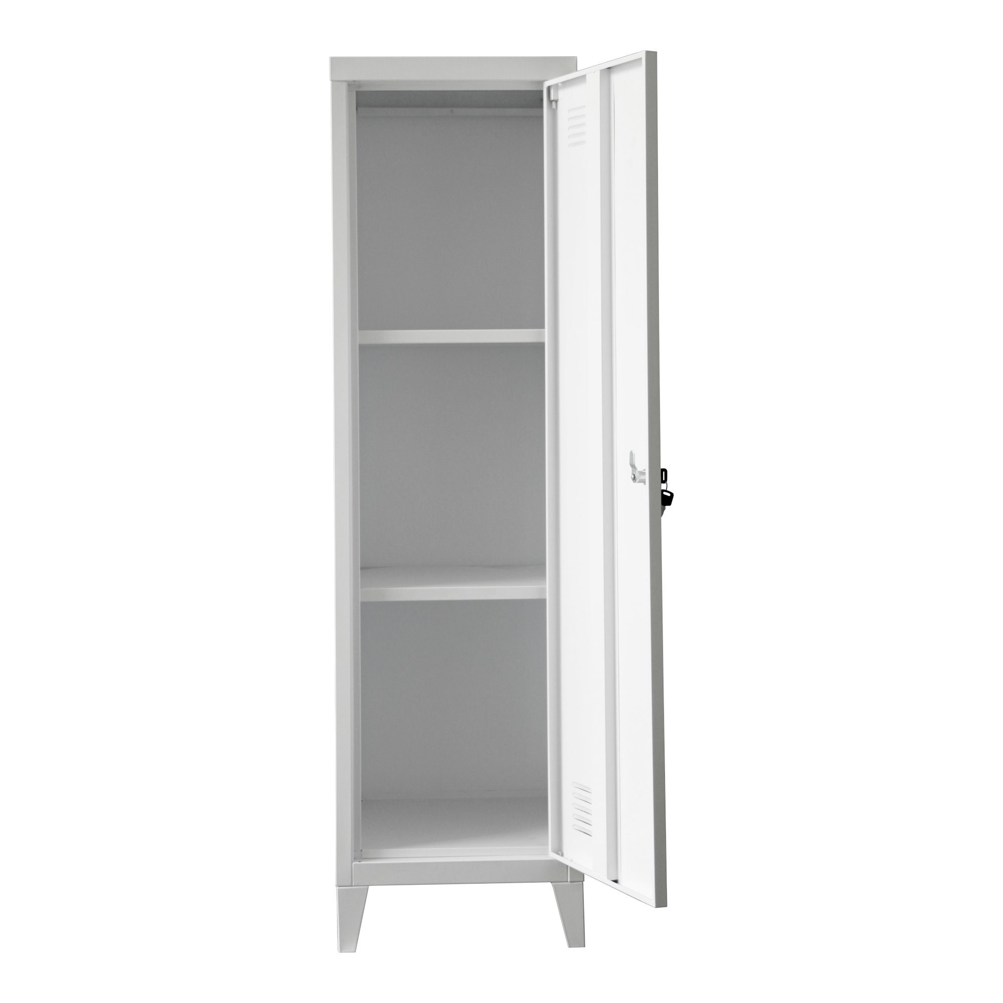 en.casa Spind Kurikka Einzelspind 137x38x38cm abschließbar Stahl Weiß