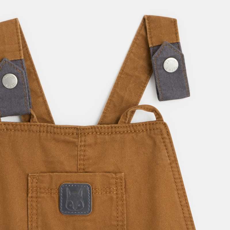 Salopette longue en toile marron bébé garçon
